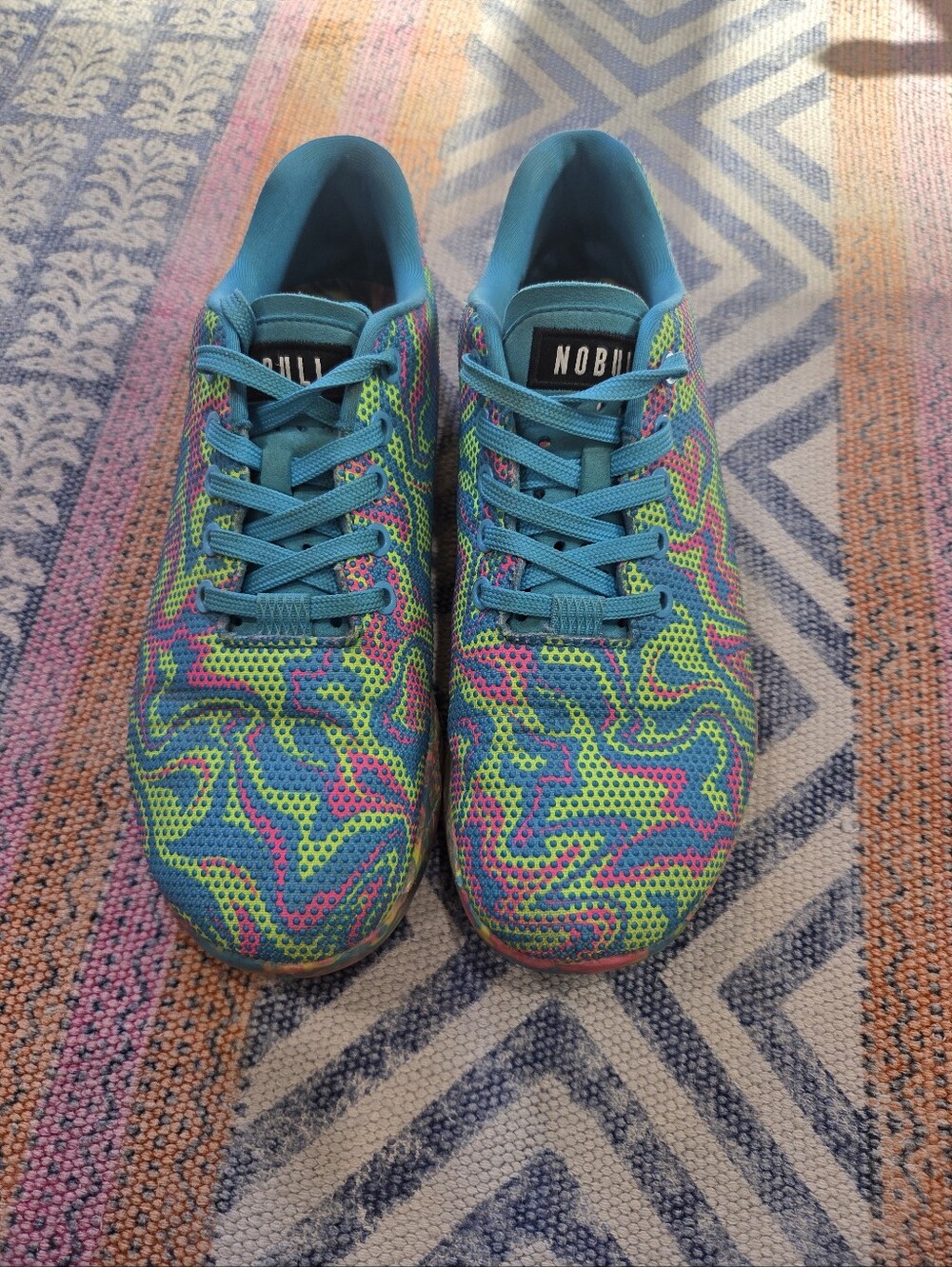 NOBULL Turquoise with Pink and Neon Green Accents